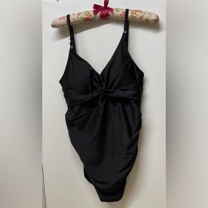Maternity Twist-Front Cutout Nursing Swimsuit